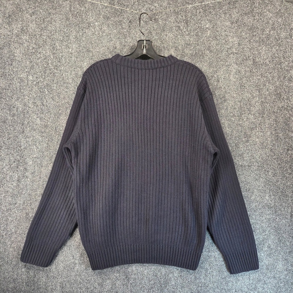 Vintage Polo Sport‎ Ralph Lauren Ribbed Crewneck Pullover Sweater XL Navy Cotton - Picture 7 of 12